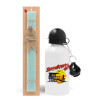 Easter Set, metallic aluminum water bottle (500ml) & scented flat candle (30cm) (TURQUOISE)