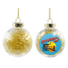 Transparent Christmas tree ball ornament with gold filling 8cm