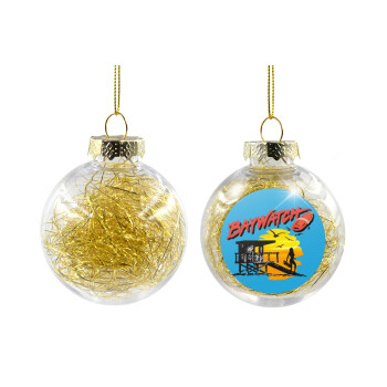 Baywatch, Χριστουγεννιάτικη μπάλα δένδρου διάφανη με χρυσό γέμισμα 8cm