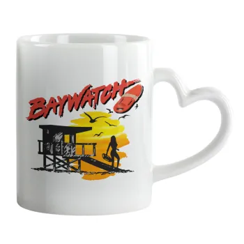 Baywatch, Mug heart handle, ceramic, 330ml