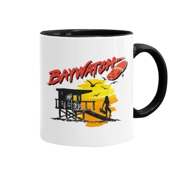 Baywatch, Κούπα χρωματιστή μαύρη, κεραμική, 330ml