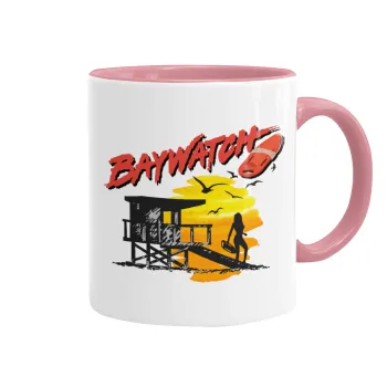 Baywatch, Κούπα χρωματιστή ροζ, κεραμική, 330ml
