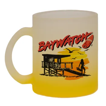 Baywatch, Κούπα γυάλινη δίχρωμη με βάση το κίτρινο ματ, 330ml