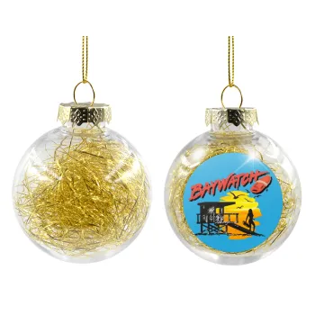 Baywatch, Transparent Christmas tree ball ornament with gold filling 8cm