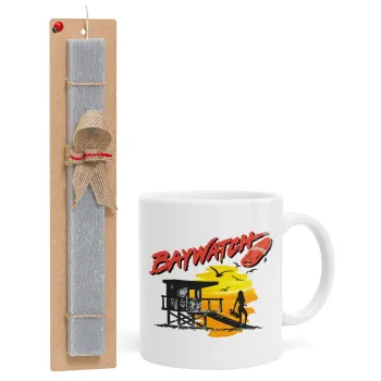 Baywatch, Easter Set, Ceramic Cup (330ml) & Easter aromatic flat candle (30cm) (GRAY)