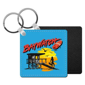 Baywatch, Μπρελόκ Δερματίνη, τετράγωνο ΜΑΥΡΟ (5x5cm)