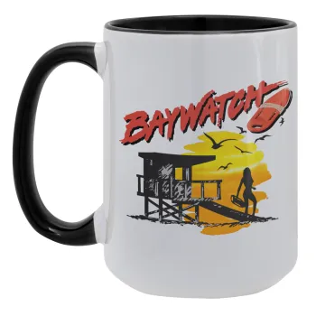 Baywatch, Κούπα Mega 15oz, κεραμική Μαύρη, 450ml