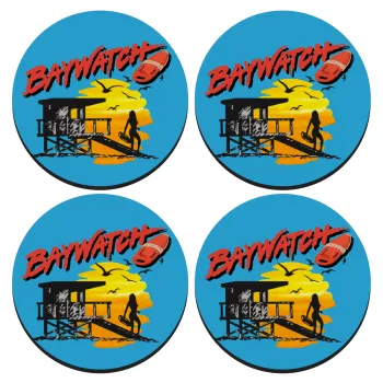 Baywatch, SET of 4 round wooden coasters (9cm)