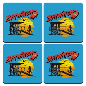 Baywatch, ΣΕΤ 4 Σουβέρ ξύλινα τετράγωνα (9cm)