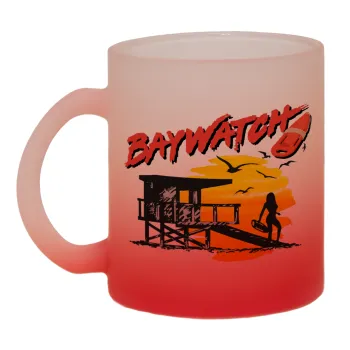 Baywatch, Κούπα γυάλινη δίχρωμη με βάση το κόκκινο ματ, 330ml