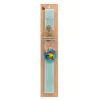 Easter Set, wooden keychain & aromatic flat Easter candle (30cm) (TURQUOISE)