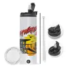 Travel Tumbler θερμό με διπλό καπάκι, μεταλλικό καλαμάκι και βούρτσα καθαρισμού (Ανωξείδωτο 304 Food grade, BPA free, 600ml)