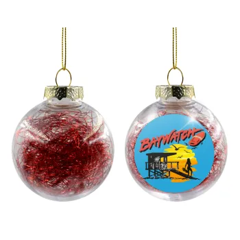 Baywatch, Transparent Christmas tree ball ornament with red filling 8cm