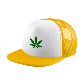 Weed, Καπέλο Ενηλίκων Soft Trucker με Δίχτυ Κίτρινο/White (POLYESTER, ΕΝΗΛΙΚΩΝ, UNISEX, ONE SIZE)