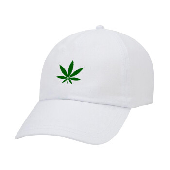Weed, Καπέλο ενηλίκων Jockey Λευκό (snapback, 5-φύλλο, unisex)