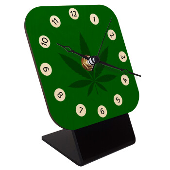 Weed, Quartz Table clock in natural wood (10cm)