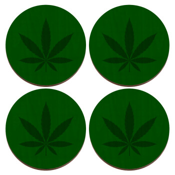 Weed, ΣΕΤ x4 Σουβέρ ξύλινα στρογγυλά plywood (9cm)