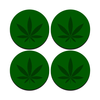 Weed, ΣΕΤ 4 Σουβέρ ξύλινα στρογγυλά (9cm)