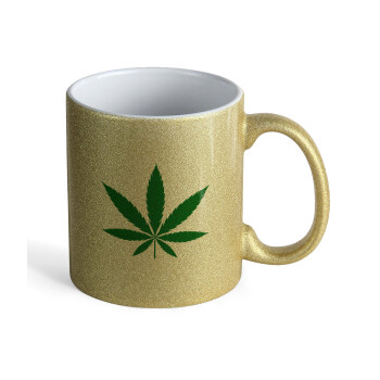 Weed, Κούπα Χρυσή Glitter που γυαλίζει, κεραμική, 330ml