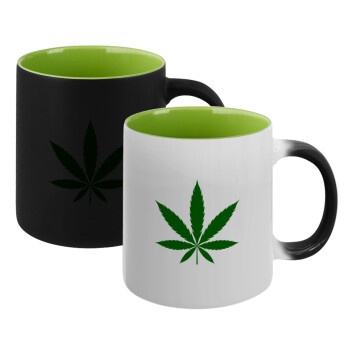 Weed, Κούπα Μαγική εσωτερικό πράσινο, κεραμική 330ml που αλλάζει χρώμα με το ζεστό ρόφημα