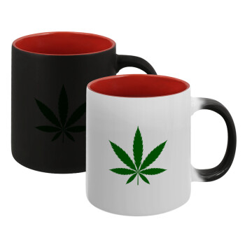 Weed, Κούπα Μαγική εσωτερικό κόκκινο, κεραμική, 330ml που αλλάζει χρώμα με το ζεστό ρόφημα