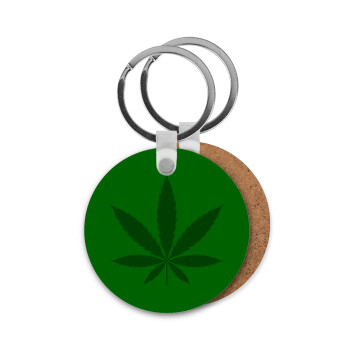 Weed, Μπρελόκ Ξύλινο στρογγυλό MDF Φ5cm