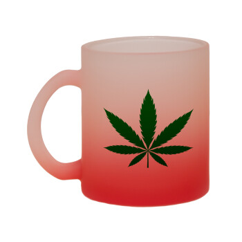 Weed, Κούπα γυάλινη δίχρωμη με βάση το κόκκινο ματ, 330ml