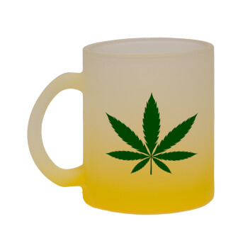 Weed, Κούπα γυάλινη δίχρωμη με βάση το κίτρινο ματ, 330ml