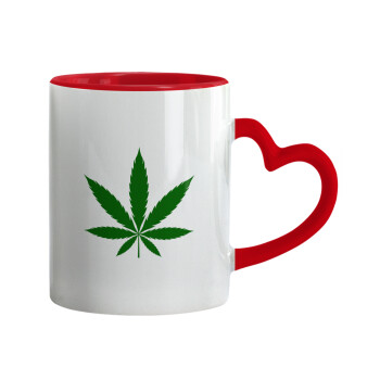Weed, Mug heart red handle, ceramic, 330ml