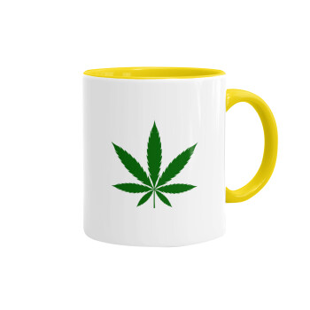 Weed, Κούπα χρωματιστή κίτρινη, κεραμική, 330ml