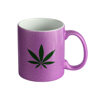 Weed, Κούπα Μωβ Glitter που γυαλίζει, κεραμική, 330ml
