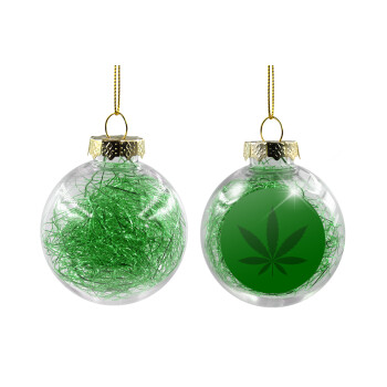 Weed, Χριστουγεννιάτικη μπάλα δένδρου διάφανη με πράσινο γέμισμα 8cm