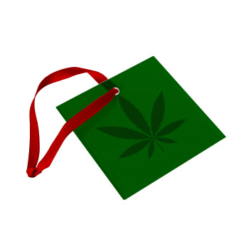 Weed, Χριστουγεννιάτικο στολίδι γυάλινο τετράγωνο 9x9cm