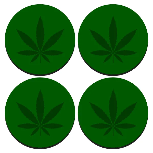 Weed — ΣΕΤ 4 Σουβέρ ξύλινα στρογγυλά (9cm)