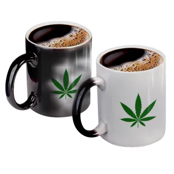 Weed, Color changing magic Mug, ceramic, 330ml when adding hot liquid inside, the black colour desappears (1 pcs)