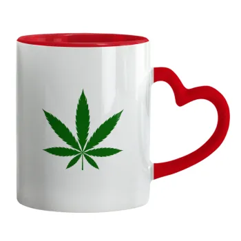 Weed, Κούπα καρδιά χερούλι κόκκινη, κεραμική, 330ml
