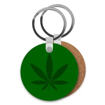 Weed, Μπρελόκ Ξύλινο στρογγυλό MDF Φ5cm