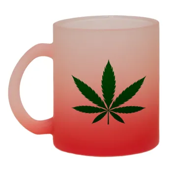 Weed, Κούπα γυάλινη δίχρωμη με βάση το κόκκινο ματ, 330ml