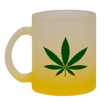 Weed, Κούπα γυάλινη δίχρωμη με βάση το κίτρινο ματ, 330ml