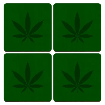 Weed, ΣΕΤ x4 Σουβέρ ξύλινα τετράγωνα plywood (9cm)