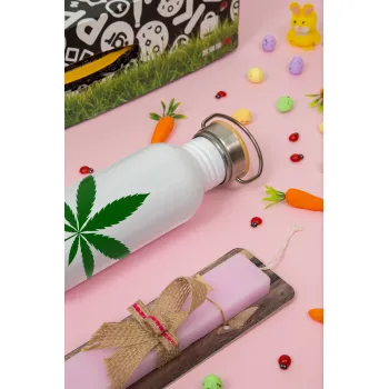 Weed, Πασχαλινή Λαμπάδα με παγούρι μεταλλικό (620ml, stainless steel) & κερί αρωματικό πλακέ (30cm) (ΡΟΖ)