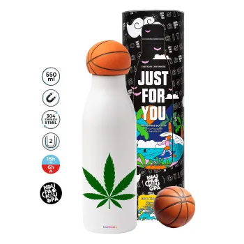 Weed, Μπάλα μπάσκετ μεταλλικό παγούρι θερμός, διπλού τοιχώματος, 550ml