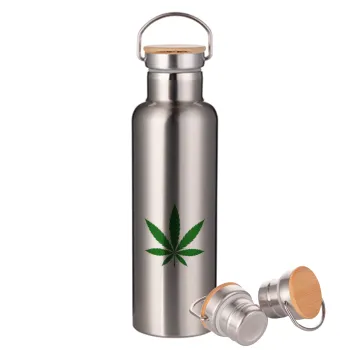 Weed, Stainless steel Silver with wooden lid (bamboo), double wall, 750ml