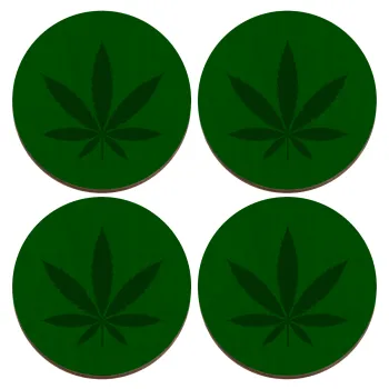 Weed, ΣΕΤ x4 Σουβέρ ξύλινα στρογγυλά plywood (9cm)
