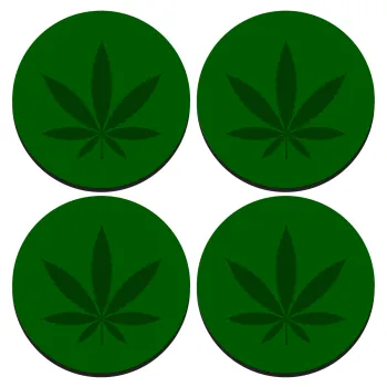 Weed, ΣΕΤ 4 Σουβέρ ξύλινα στρογγυλά (9cm)