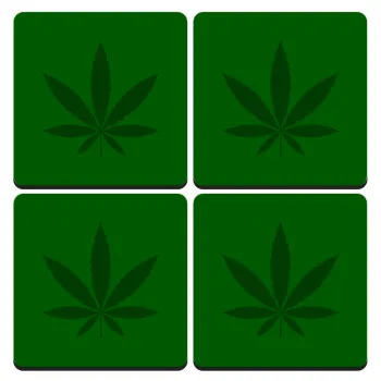 Weed, ΣΕΤ 4 Σουβέρ ξύλινα τετράγωνα (9cm)