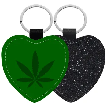 Weed, Μπρελόκ PU δερμάτινο glitter καρδιά ΜΑΥΡΟ
