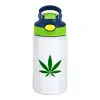 Children's hot water bottle, stainless steel, with safety straw, green, blue (350ml)