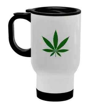 Weed, Stainless steel travel mug with lid, double wall white 450ml