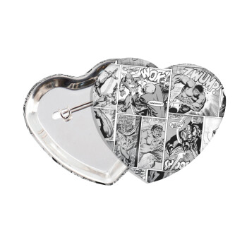 Classic comic Limited B/W, Κονκάρδα παραμάνα καρδιά (57x52mm)